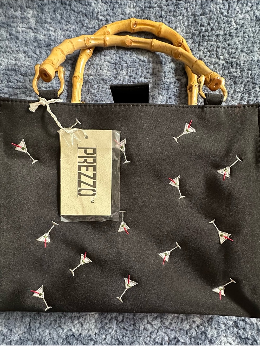 Cocktail Embroidered Tote with Handles